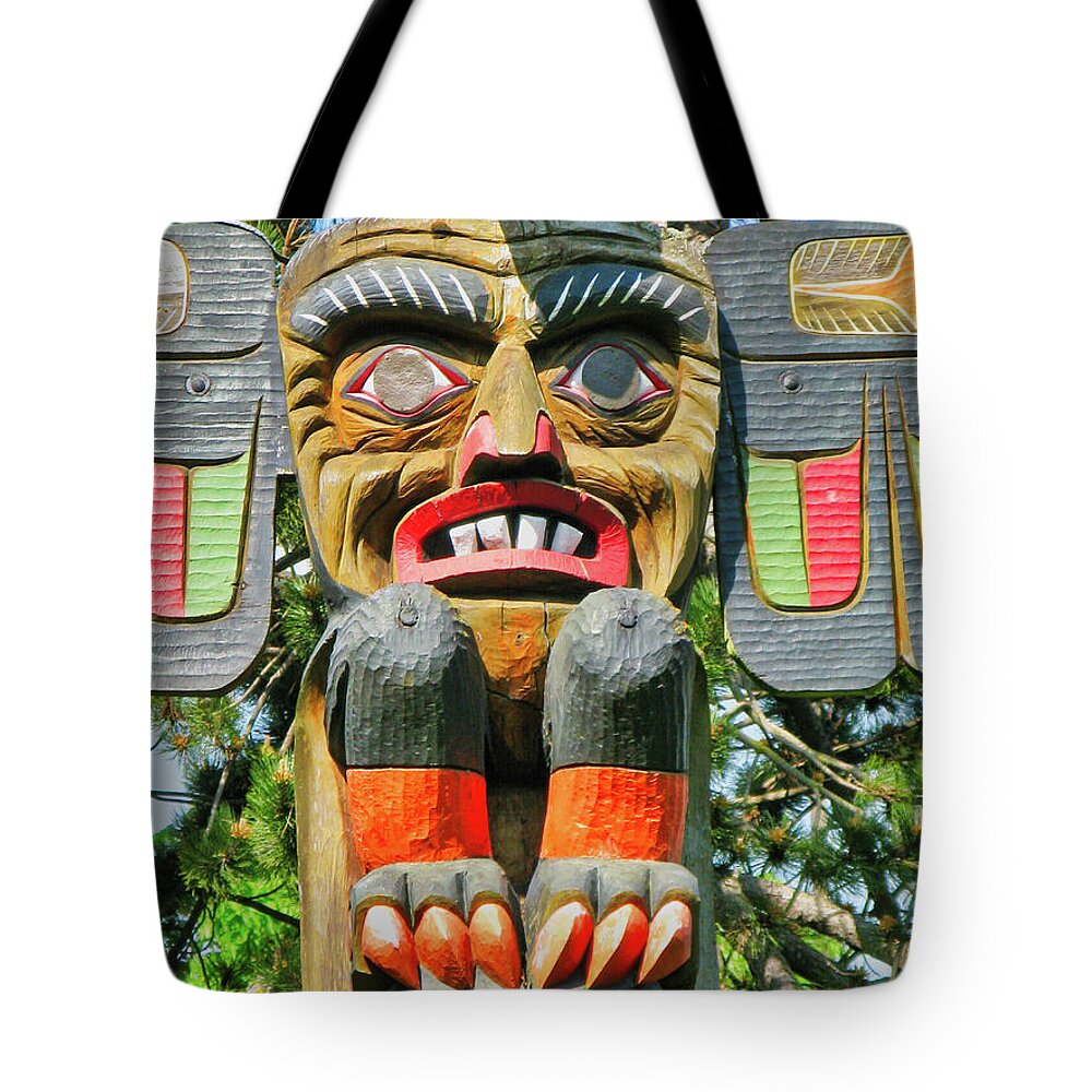 Canada Tote Bag featuring the photograph Totem pole, Victoria BC by Segura Shaw Photography