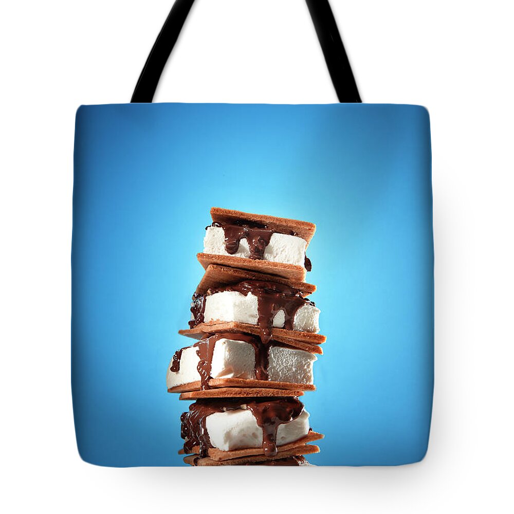 Temptation Tote Bag featuring the photograph Tower Of Smores Treats by Annabelle Breakey