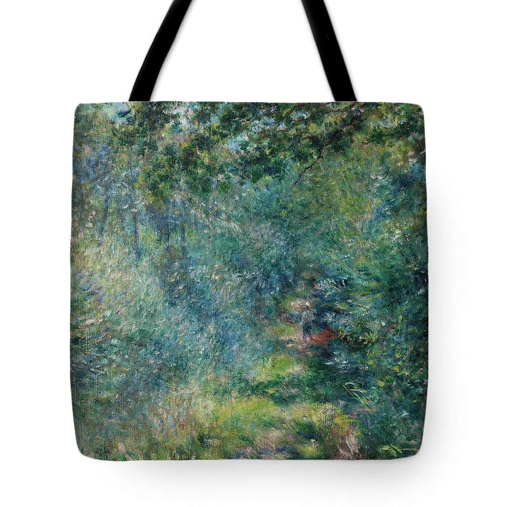 Renoir Tote Bag featuring the painting Trail in the woods by Pierre Auguste Renoir
