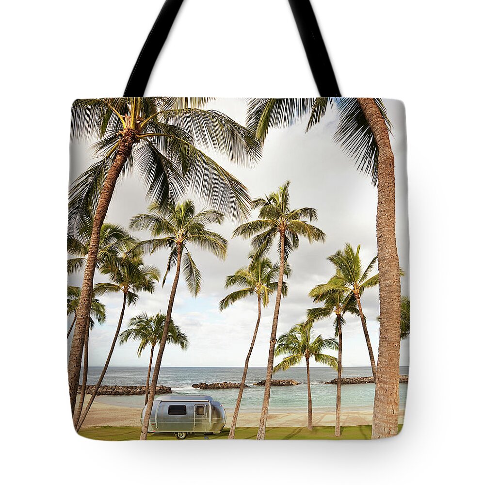 Non-urban Scene Tote Bag featuring the photograph Trailer In Paradise by John Lund