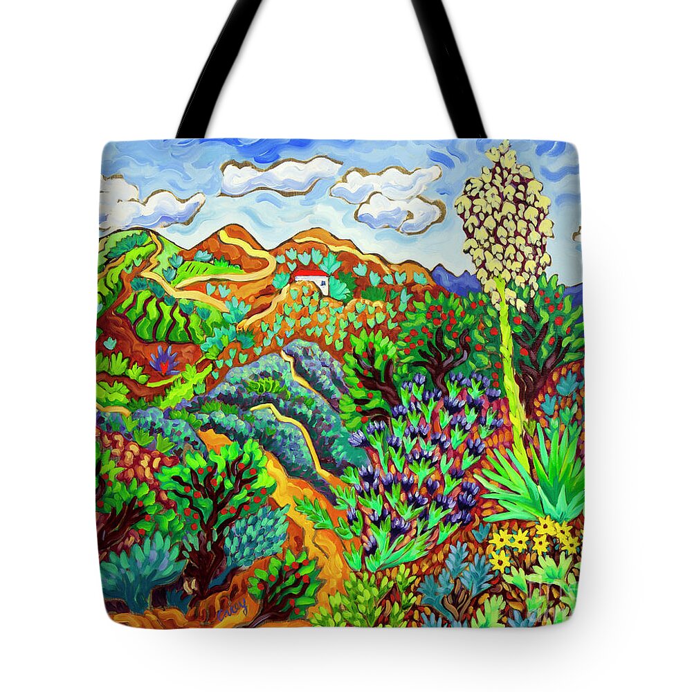 Southwest Tote Bag featuring the painting Trails of Spring by Cathy Carey