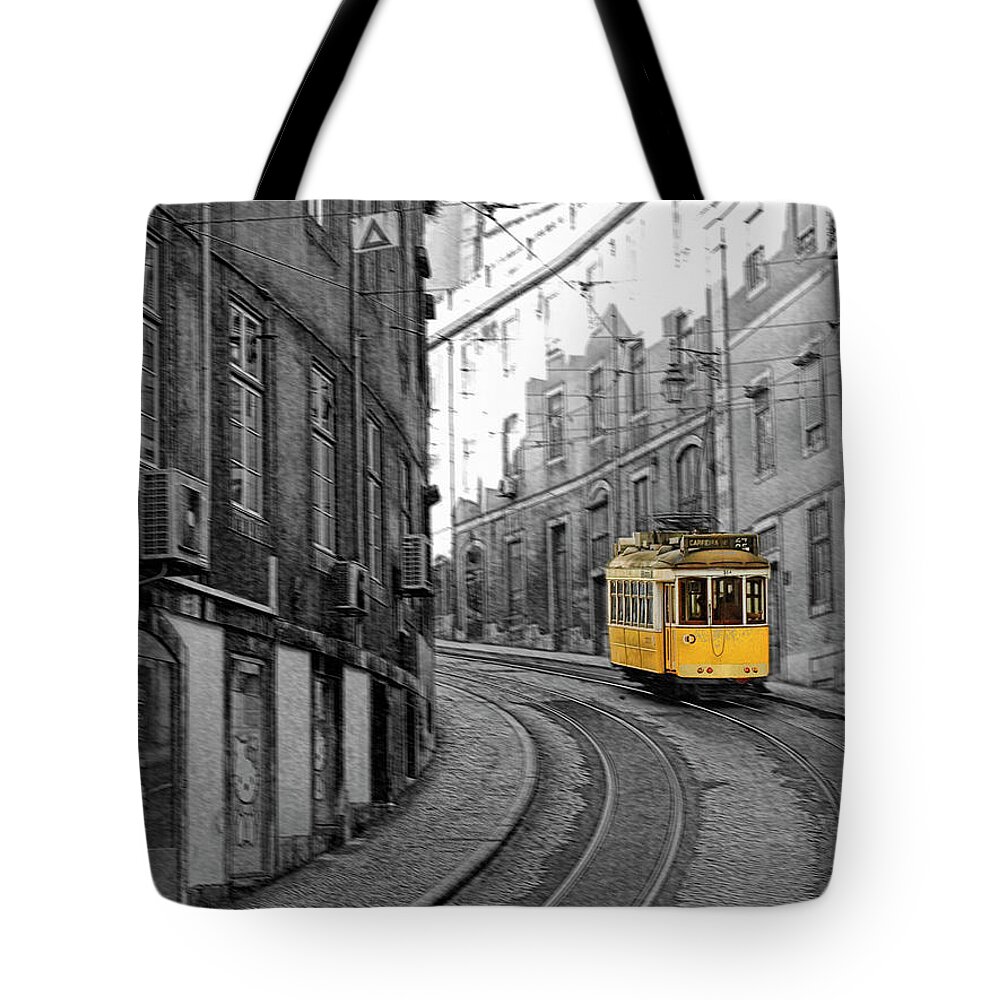 Curve Tote Bag featuring the photograph Tram In Lisbon by Mis Fotografías