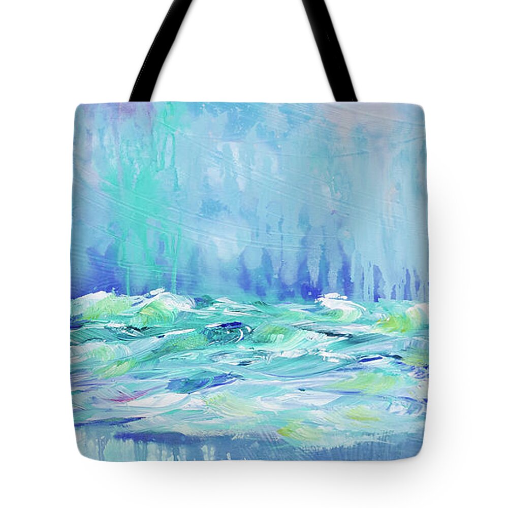 Abstract Tote Bag featuring the painting Tranquility 1 by Jyotika Shroff