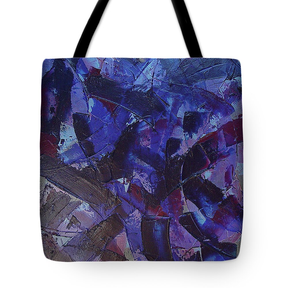 Blue Tote Bag featuring the painting Transitions with Blue and Magenta by Dean Triolo