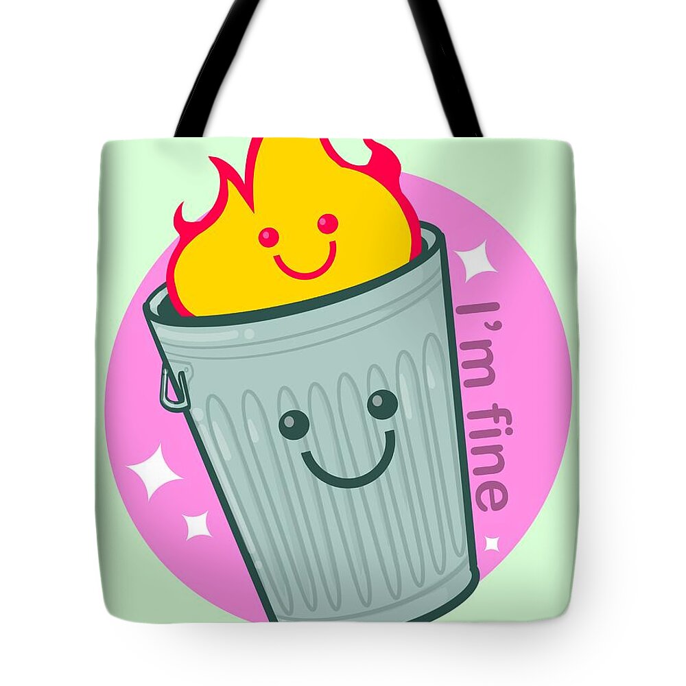 Trash Tote Bag featuring the drawing Trash Fire by Ludwig Van Bacon
