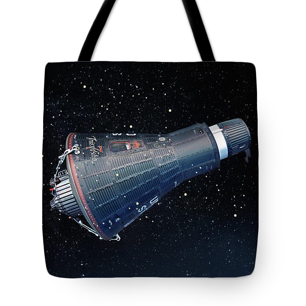 Friendship 7 Tote Bag featuring the digital art Travellers Among The Stars by Mark Karvon