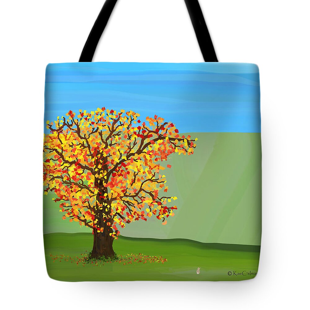 Tree Tote Bag featuring the digital art Tree in Autumn by Kae Cheatham