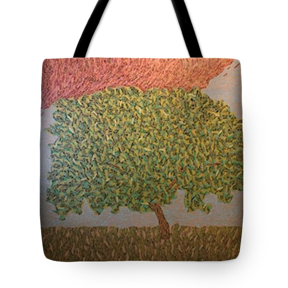 Tree Tote Bag featuring the painting Tree under Mysterious Cloud by Darren Whitson