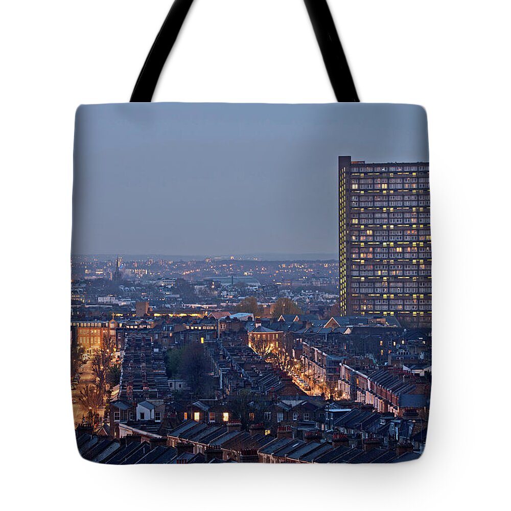 Tranquility Tote Bag featuring the photograph Trellick Tower From South Kilburn by James Burns