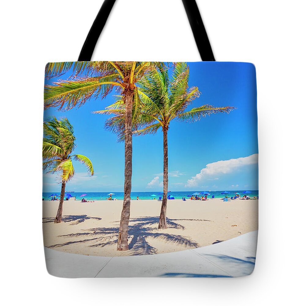 Estock Tote Bag featuring the digital art Tropical Beach by Claudia Uripos