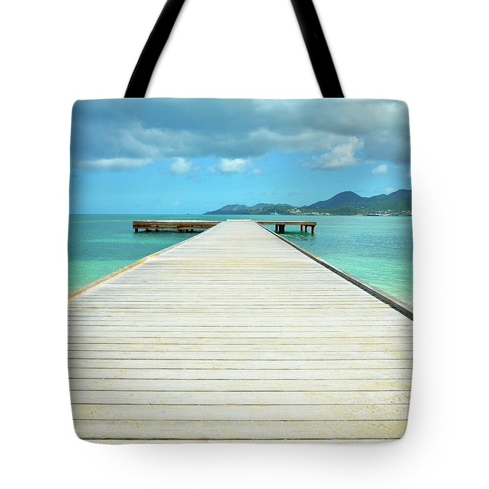 Caribbean Tote Bag featuring the photograph Tropical Caribbean Dock - St. Maarten by Luke Moore