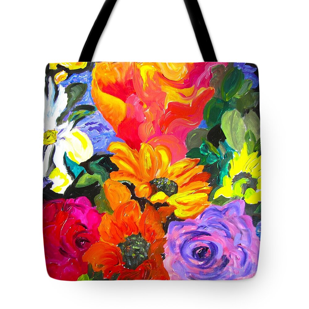 Daisy Tote Bag featuring the painting Tropical Colors by Barbara O'Toole