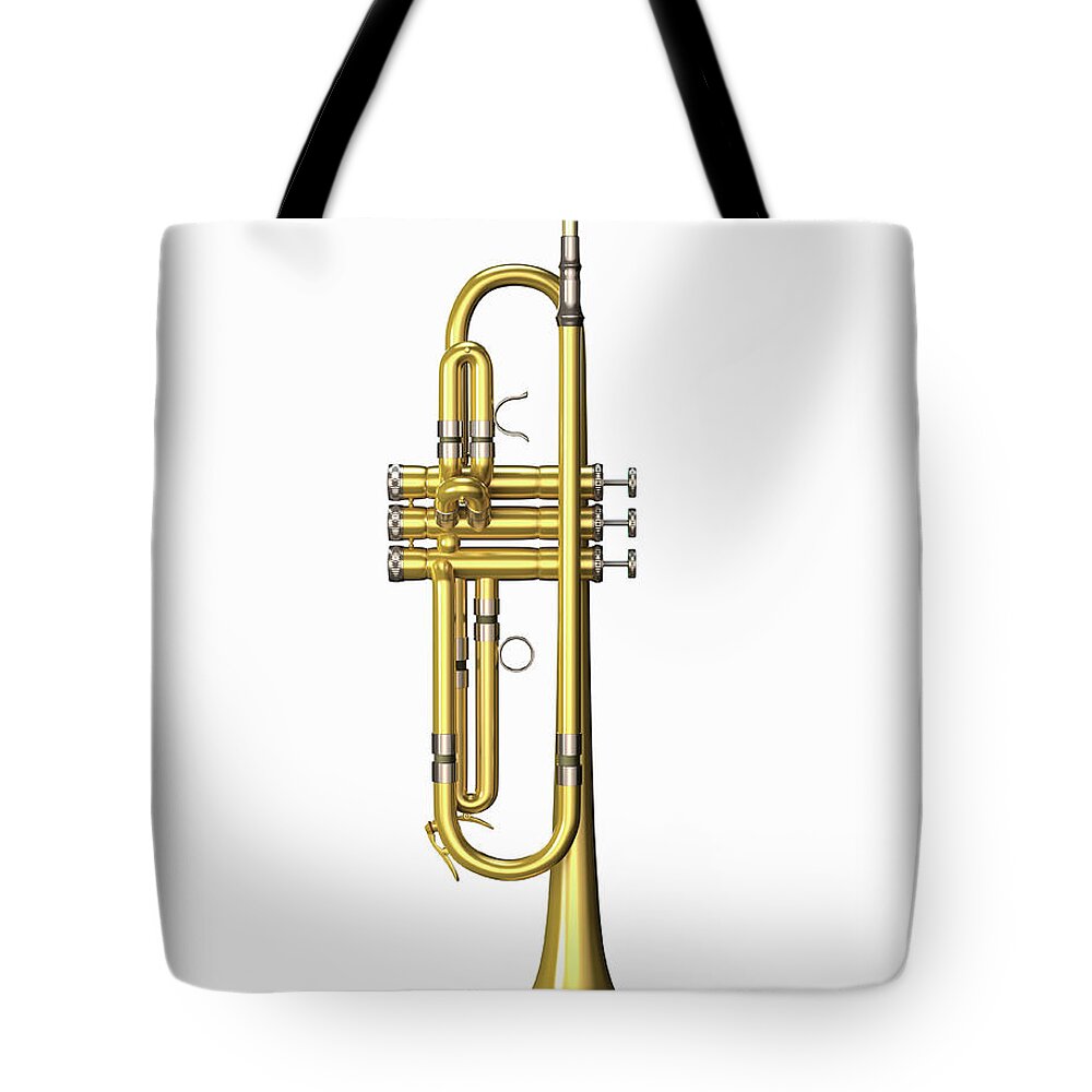 White Background Tote Bag featuring the photograph Trumpet by Burazin