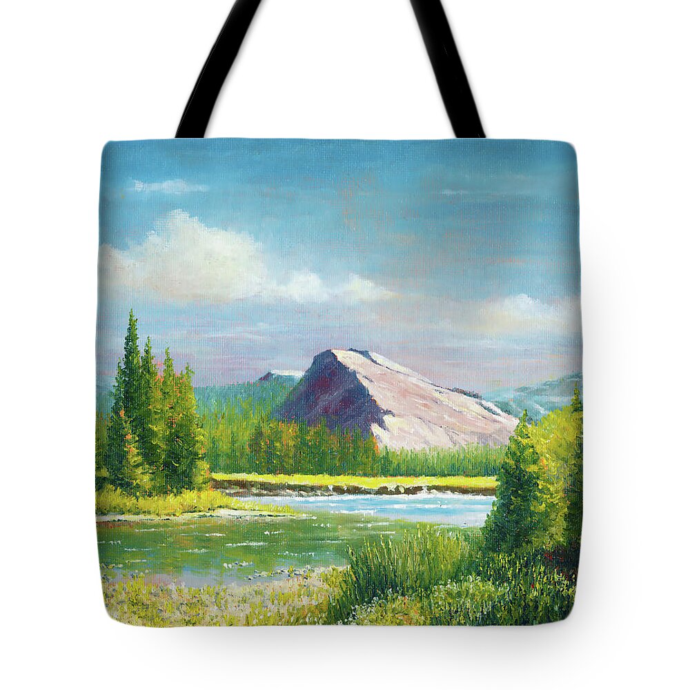 Landscape Tote Bag featuring the painting Tuolumme Meadows Spring by Douglas Castleman