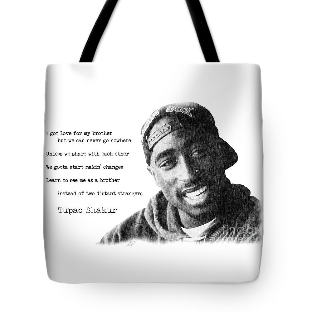 2pac Tote Bag featuring the drawing Tupac by Jonas Luis