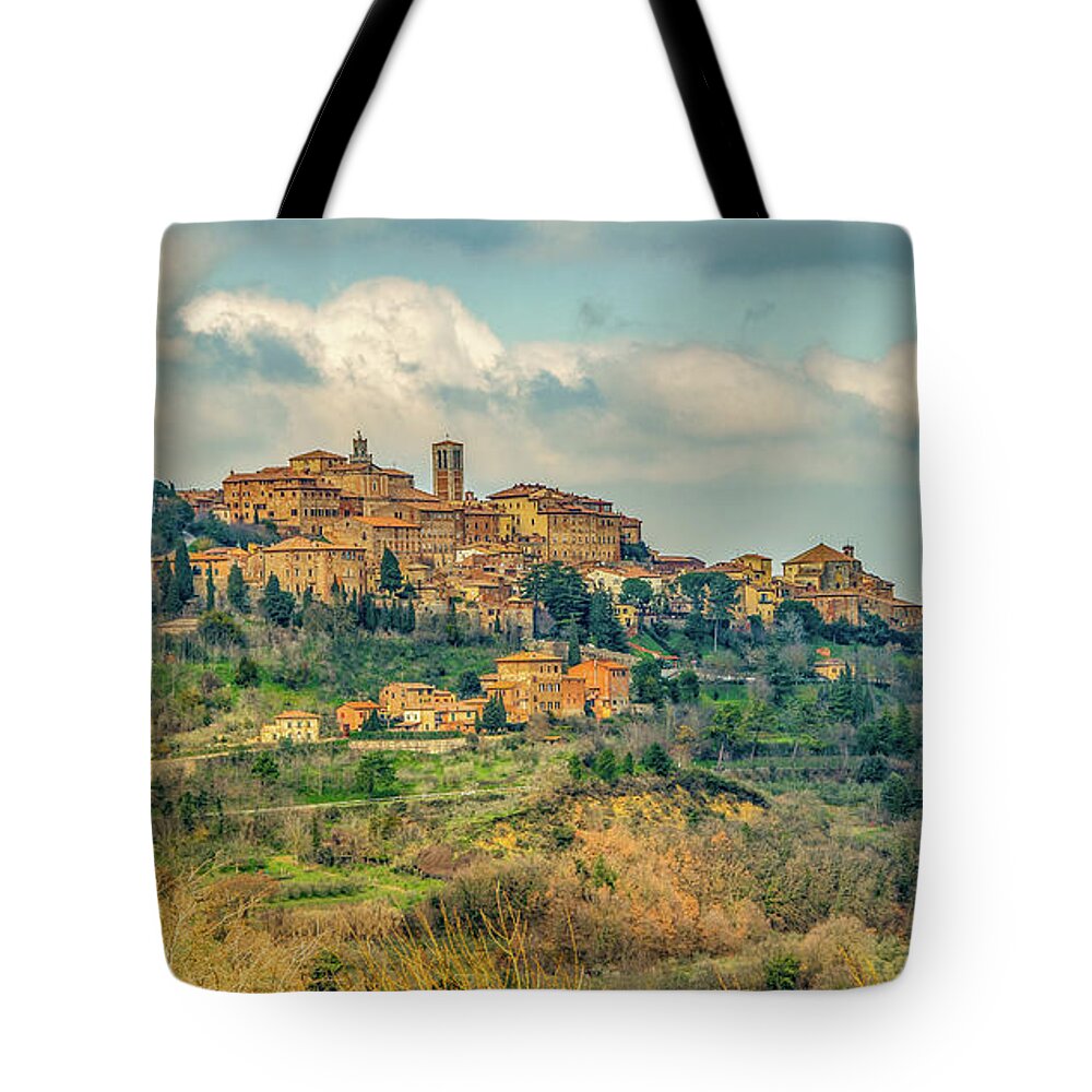 Montepulciano Tote Bag featuring the photograph Tuscan Hill Town by Marcy Wielfaert