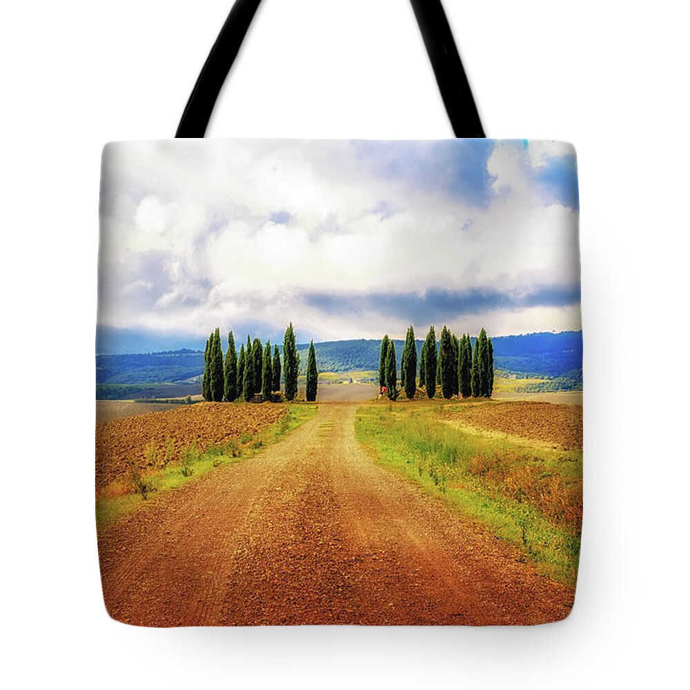 Tuscany Tote Bag featuring the photograph Tuscan Road by Lev Kaytsner