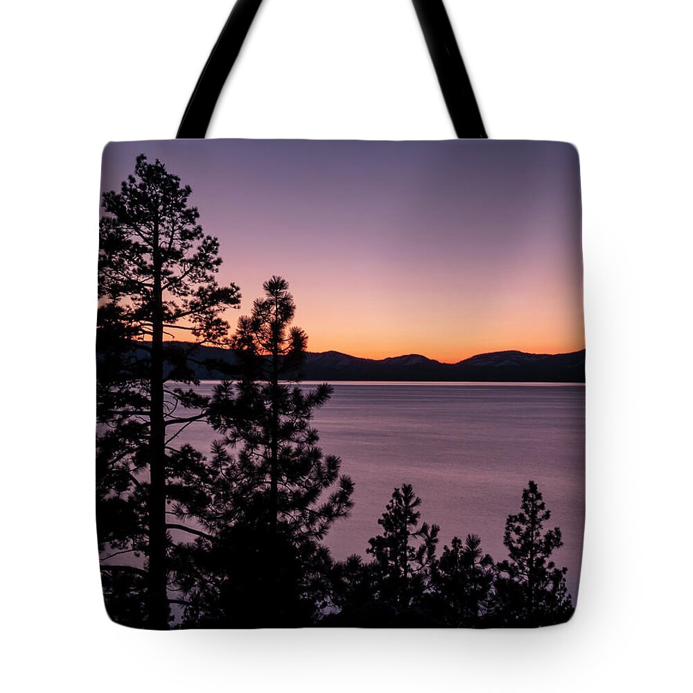 Lake Tahoe Tote Bag featuring the photograph Twilight at Lake Tahoe by Christopher Johnson