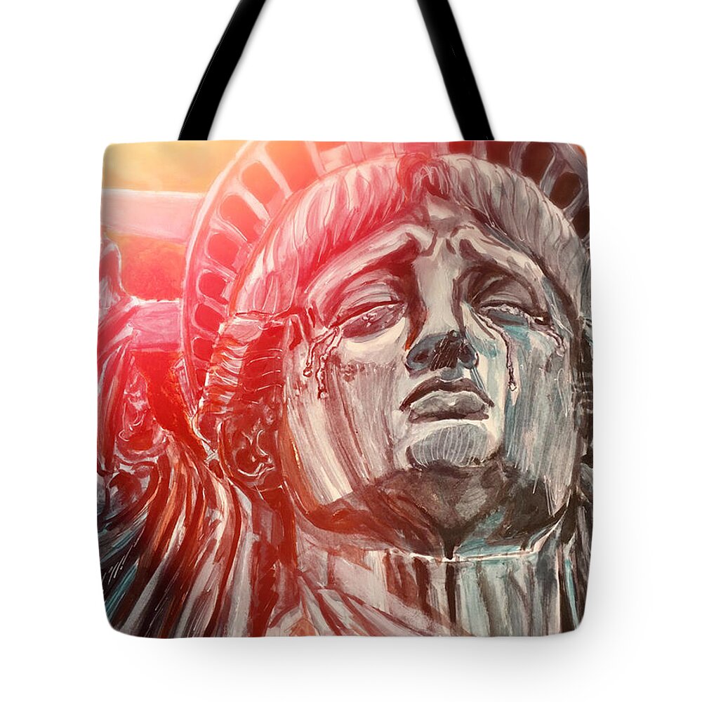 Usa Tote Bag featuring the painting Twilight In America by Joel Tesch