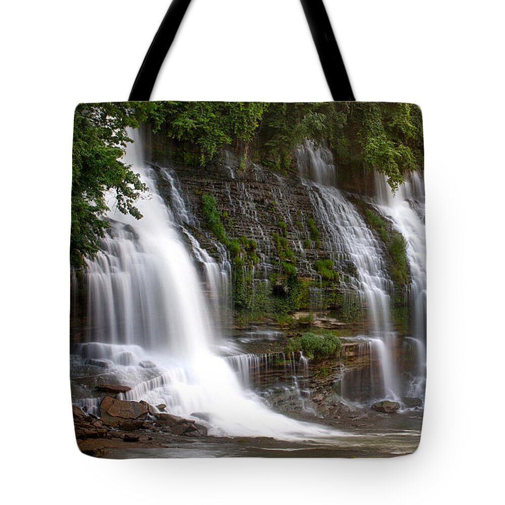 Color Tote Bag featuring the photograph Twin Falls at Rock Island by Nunweiler Photography