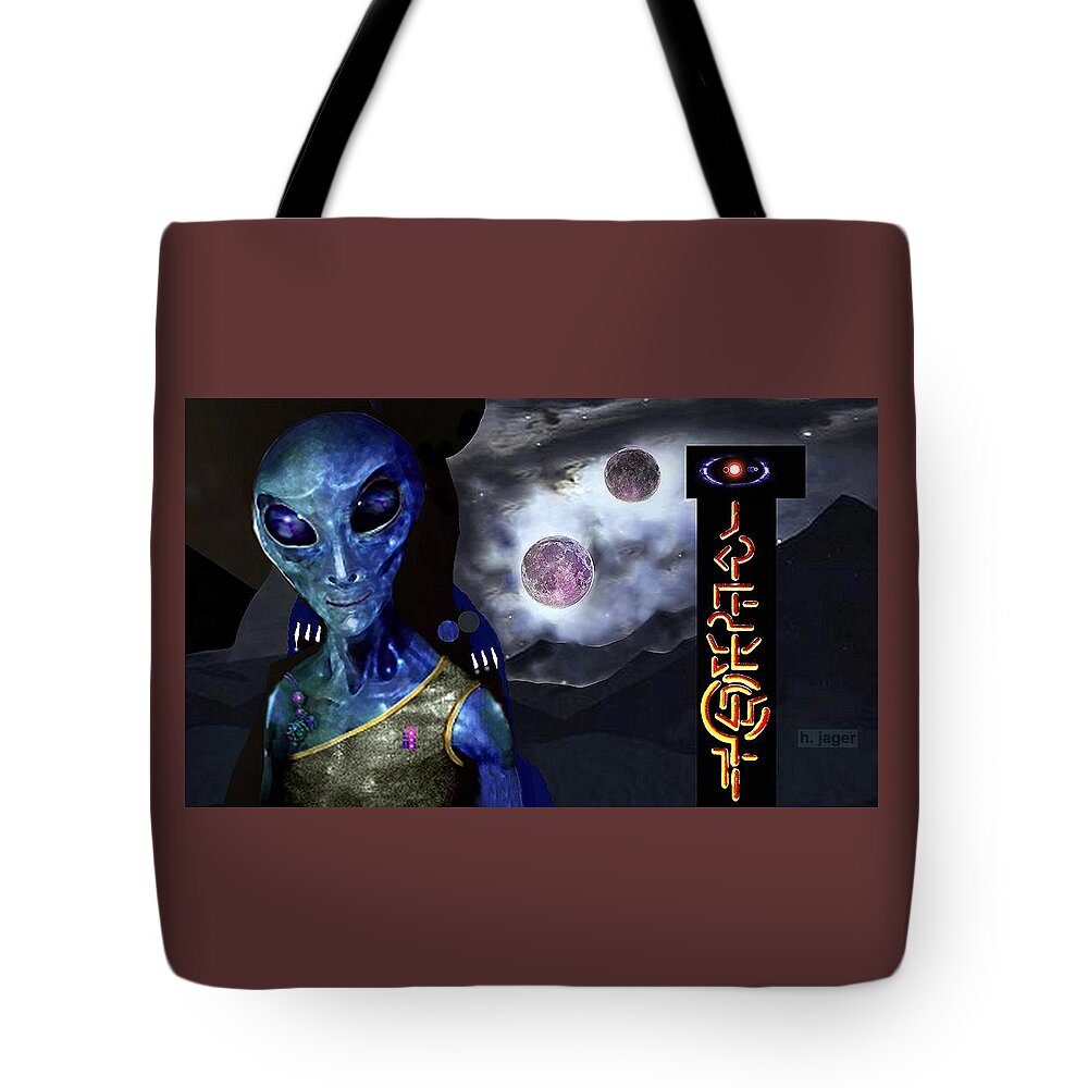 Planet Tote Bag featuring the digital art Twin Moons by Hartmut Jager
