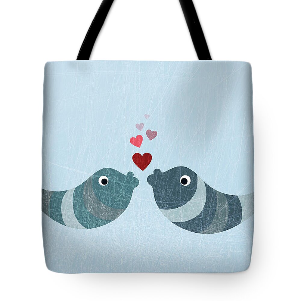 Underwater Tote Bag featuring the digital art Two Fish Kissing by Fstop Images - Jutta Kuss
