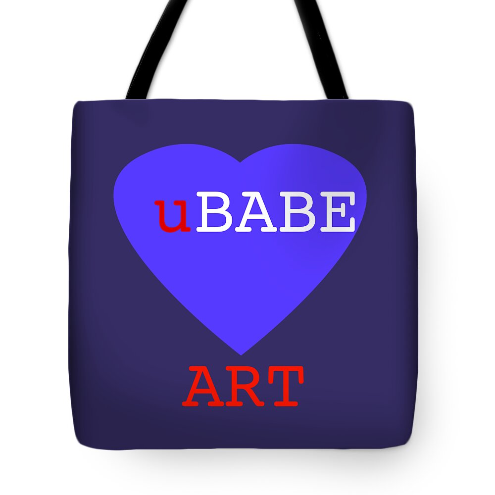 Ubabe Love Heart Tote Bag featuring the digital art uBABE Blue Love by Charles Stuart