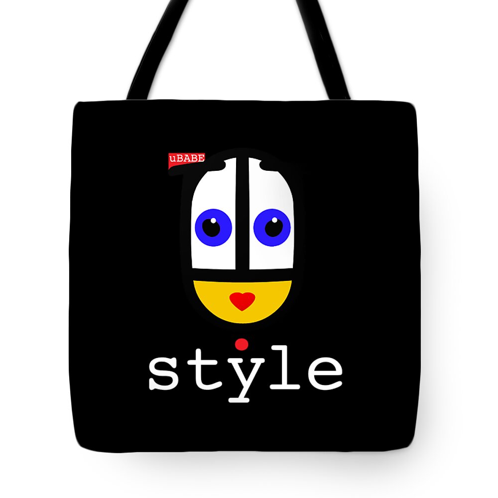 Ubabe Black Url Tote Bag featuring the digital art Ubabe Dot Style by Ubabe Style