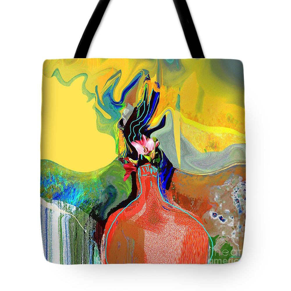Square Tote Bag featuring the mixed media Uncorked No. 3 by Zsanan Studio