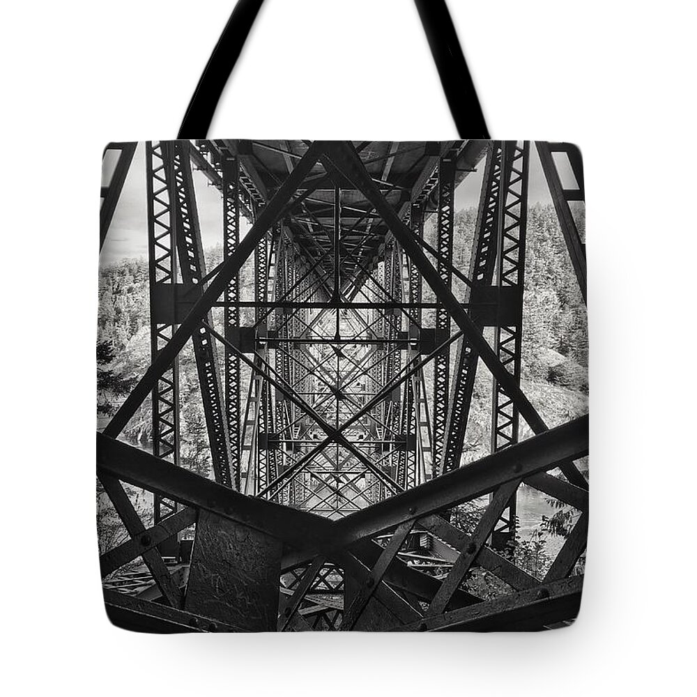 Bridge Tote Bag featuring the photograph Under the Bridge by Jerry Abbott