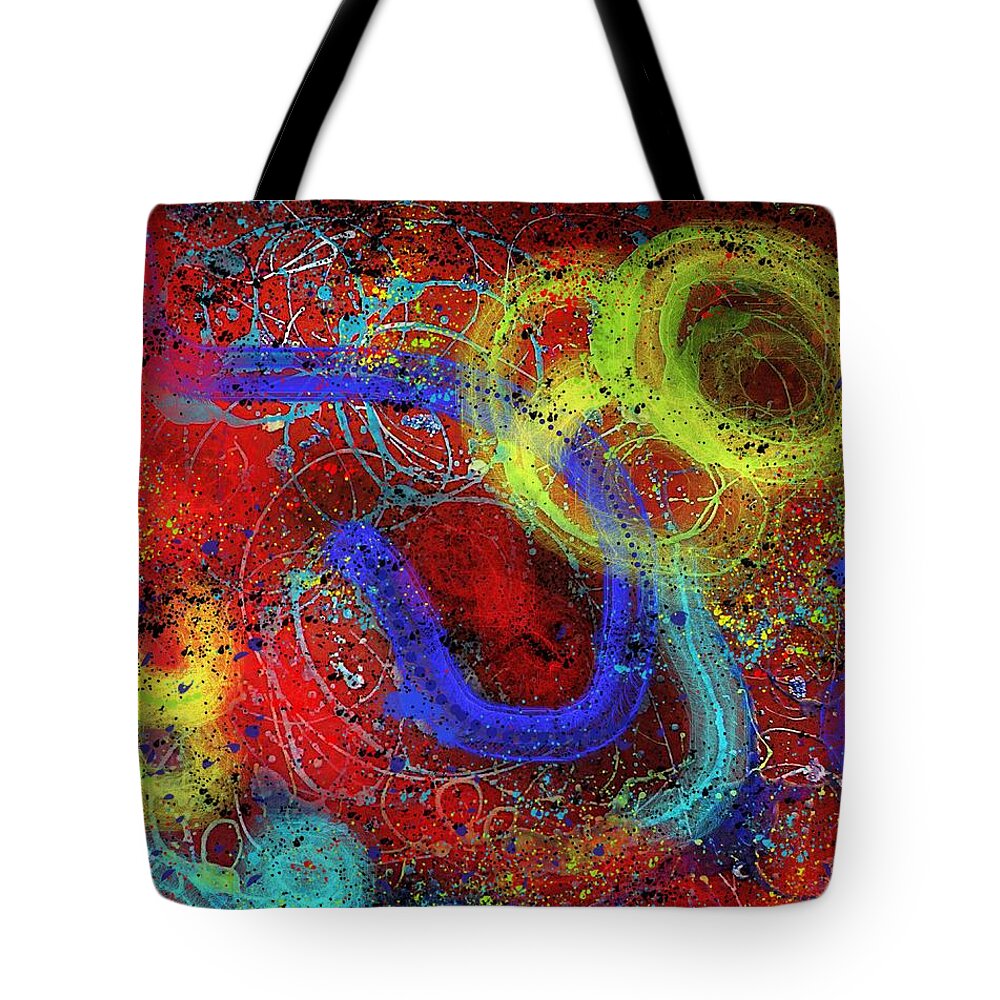 Modern Abstract Art Tote Bag featuring the painting Under The Sea Digital Addition2 by Joan Stratton