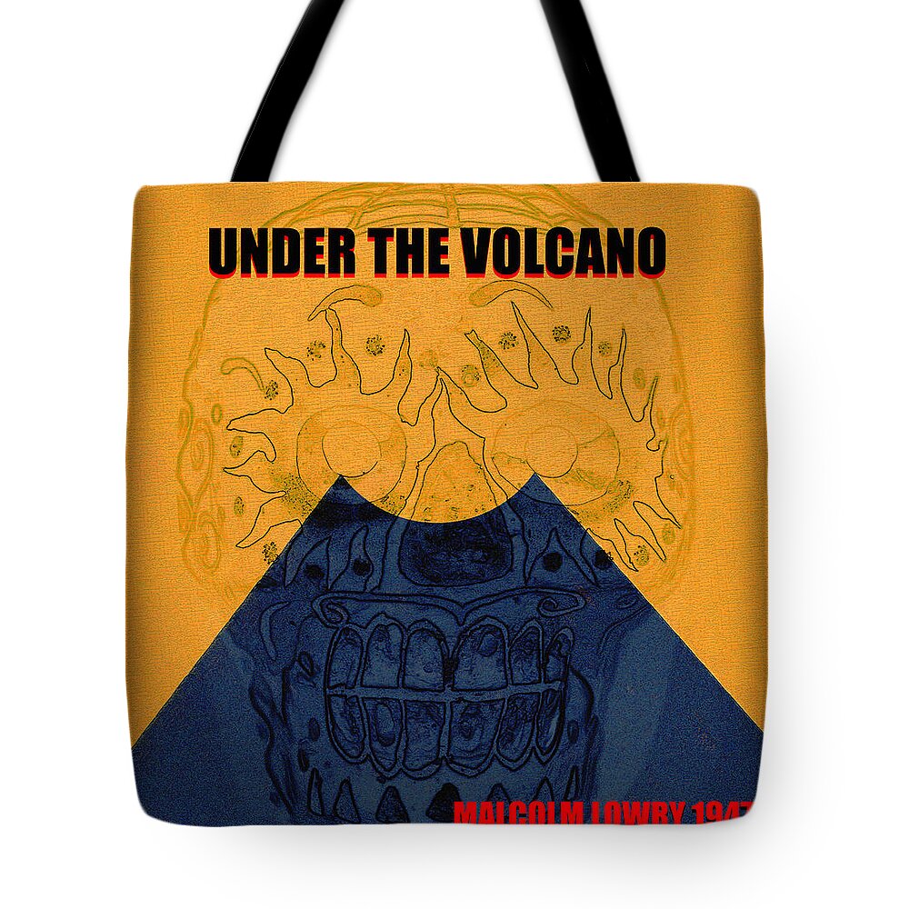 Under A Volcano By Malcolm Lowry Tote Bag featuring the mixed media Under the Volcano minimal book cover art by David Lee Thompson