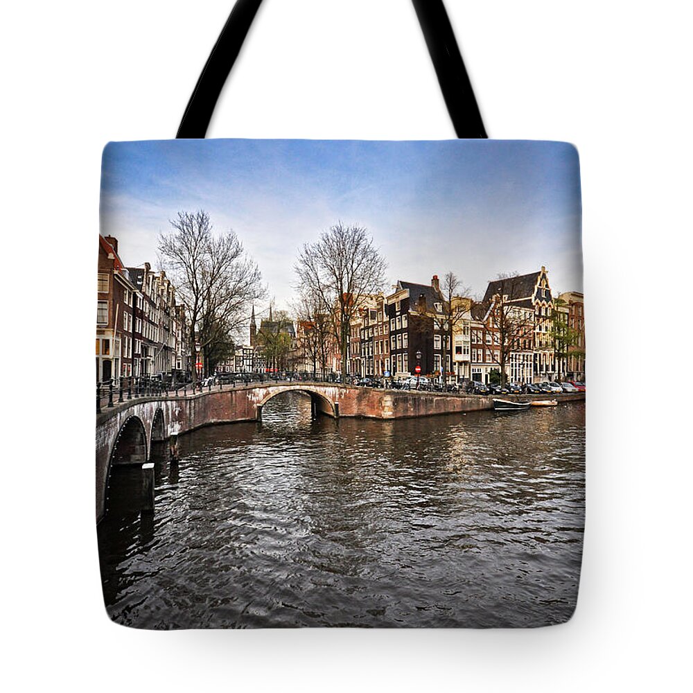 Apartment Tote Bag featuring the photograph Unesco Heritage Amsterdam Canals by Roevin