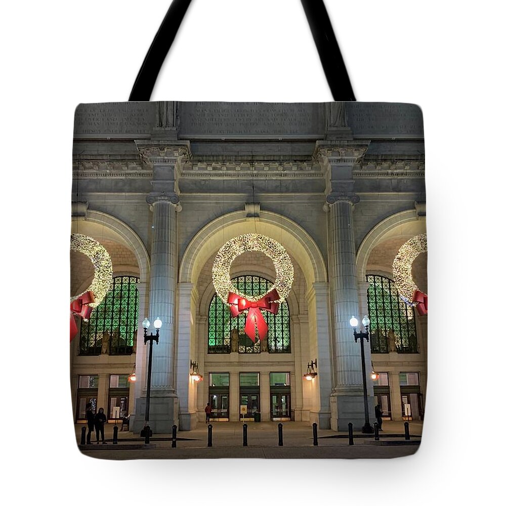 Union Station Tote Bag featuring the photograph Union Station Holiday by Lora J Wilson