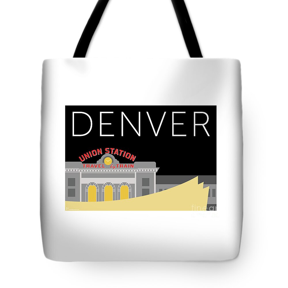 Denver Tote Bag featuring the digital art Union Station Night by Sam Brennan