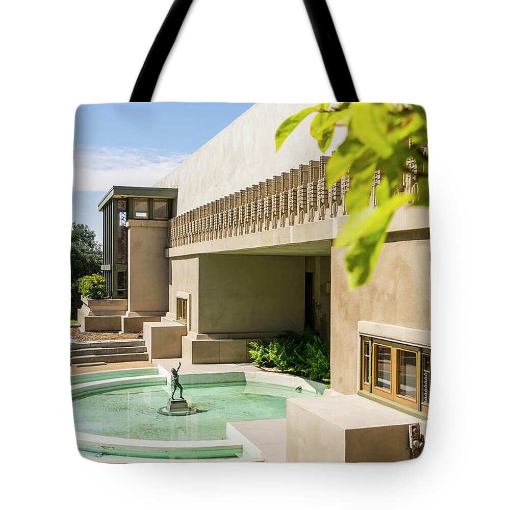 Estock Tote Bag featuring the digital art United States, California, Los Angeles, Los Feliz, The Hollyhock House, Architect Frank Lloyd Wright by Giovanni Simeone