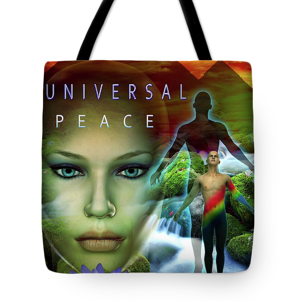 Universal Peace Tote Bag featuring the digital art Universal Peace by Shadowlea Is