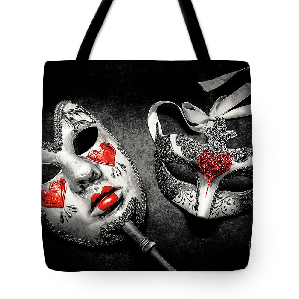 Masquerade Tote Bag featuring the photograph Unmasking passions by Jorgo Photography