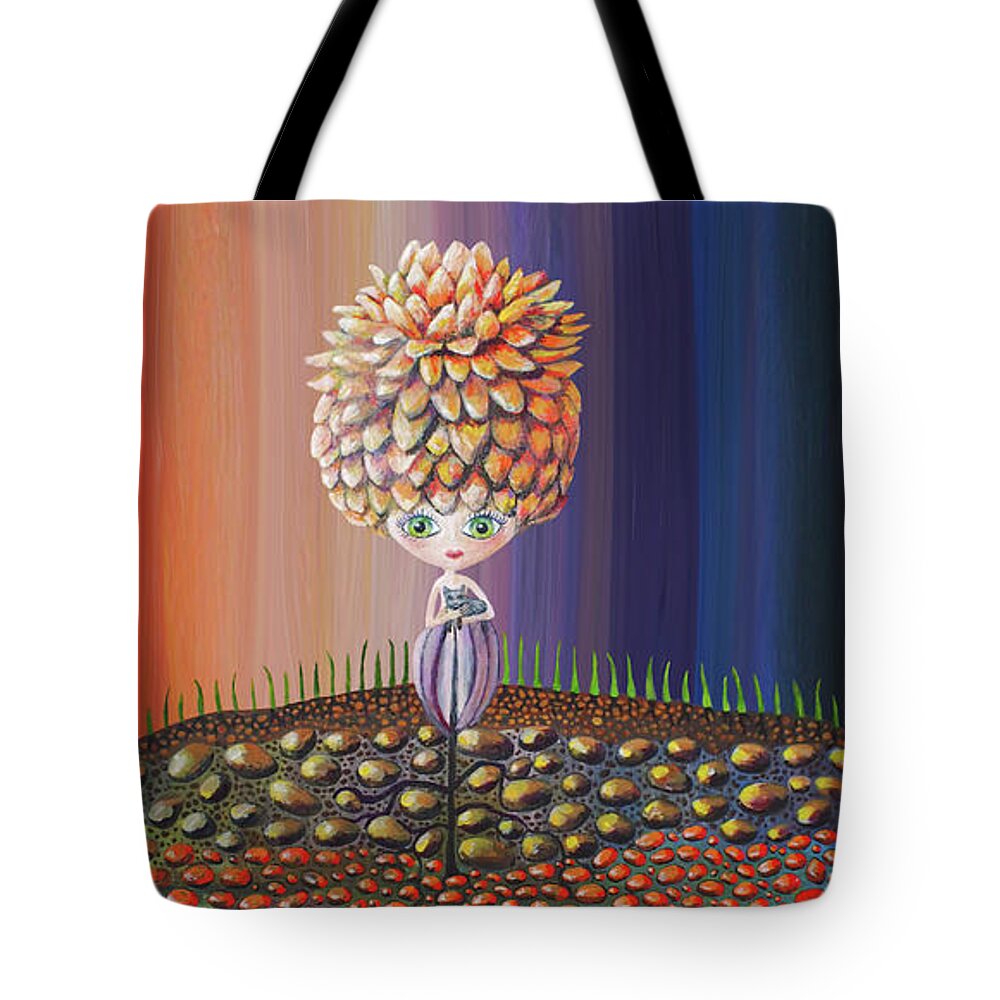 Popsurrealism Tote Bag featuring the painting Unplucked by Mindy Huntress