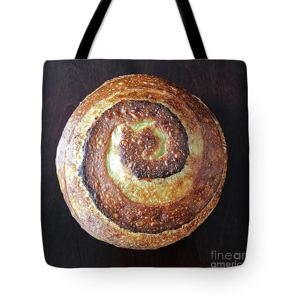 Bread Tote Bag featuring the photograph Unprocessed Wheat Bran Sourdough With Honey - Cross And Spiral Set 5 by Amy E Fraser