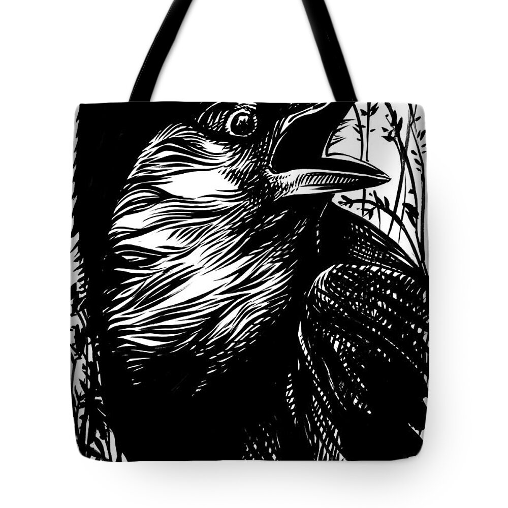 Eagle Tote Bag featuring the drawing Wild #2 by Enrique Zaldivar
