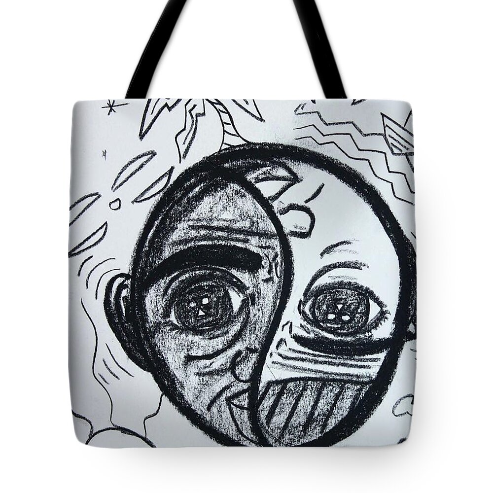 Charcoal Tote Bag featuring the drawing Untitled Sketch III by Odalo Wasikhongo