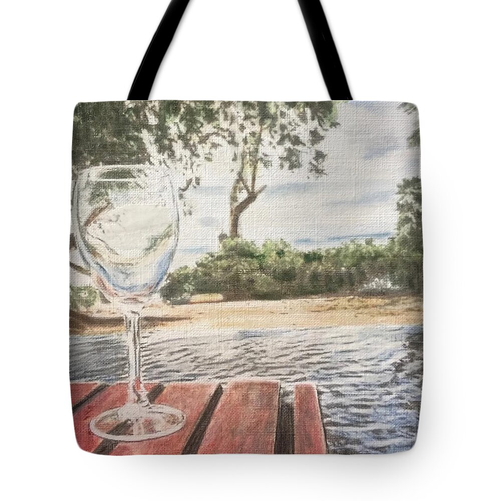 Unwind Tote Bag featuring the painting Unwind by Cara Frafjord