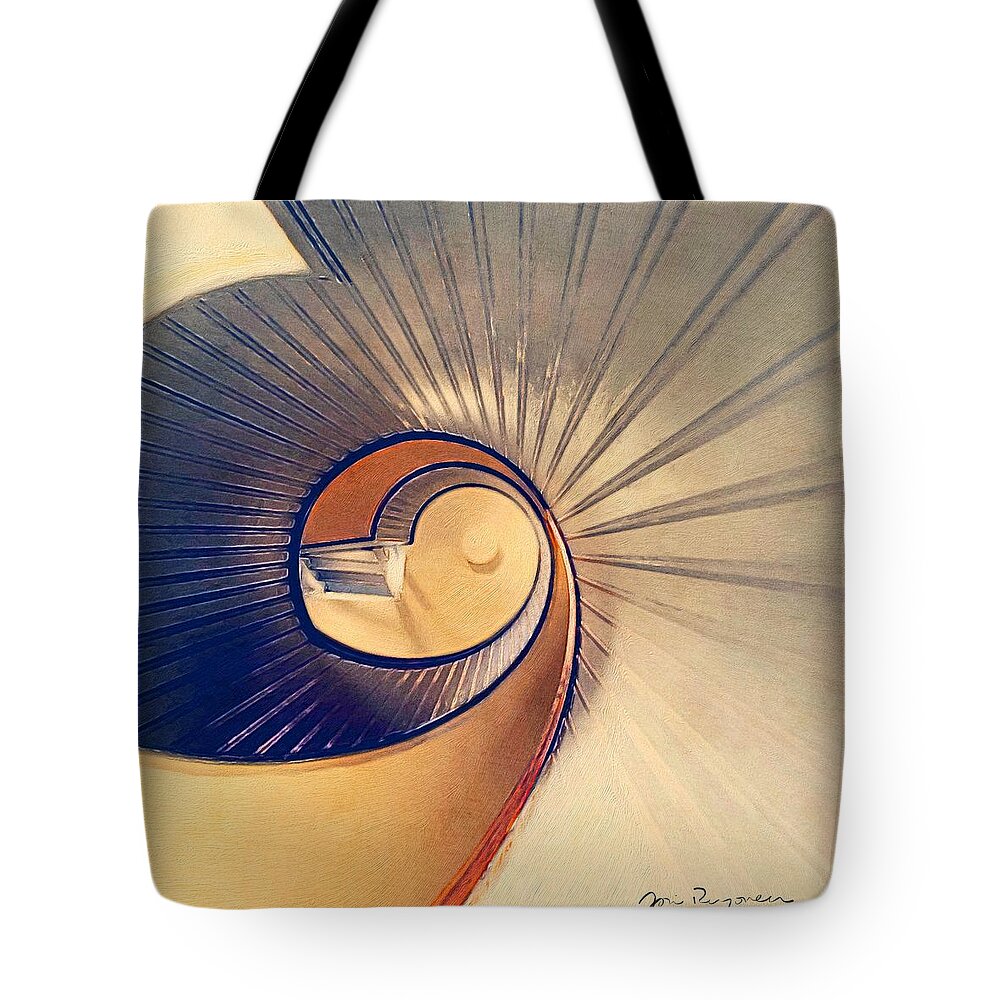 Brushstroke Tote Bag featuring the photograph Up the Spiral Staircase by Jori Reijonen