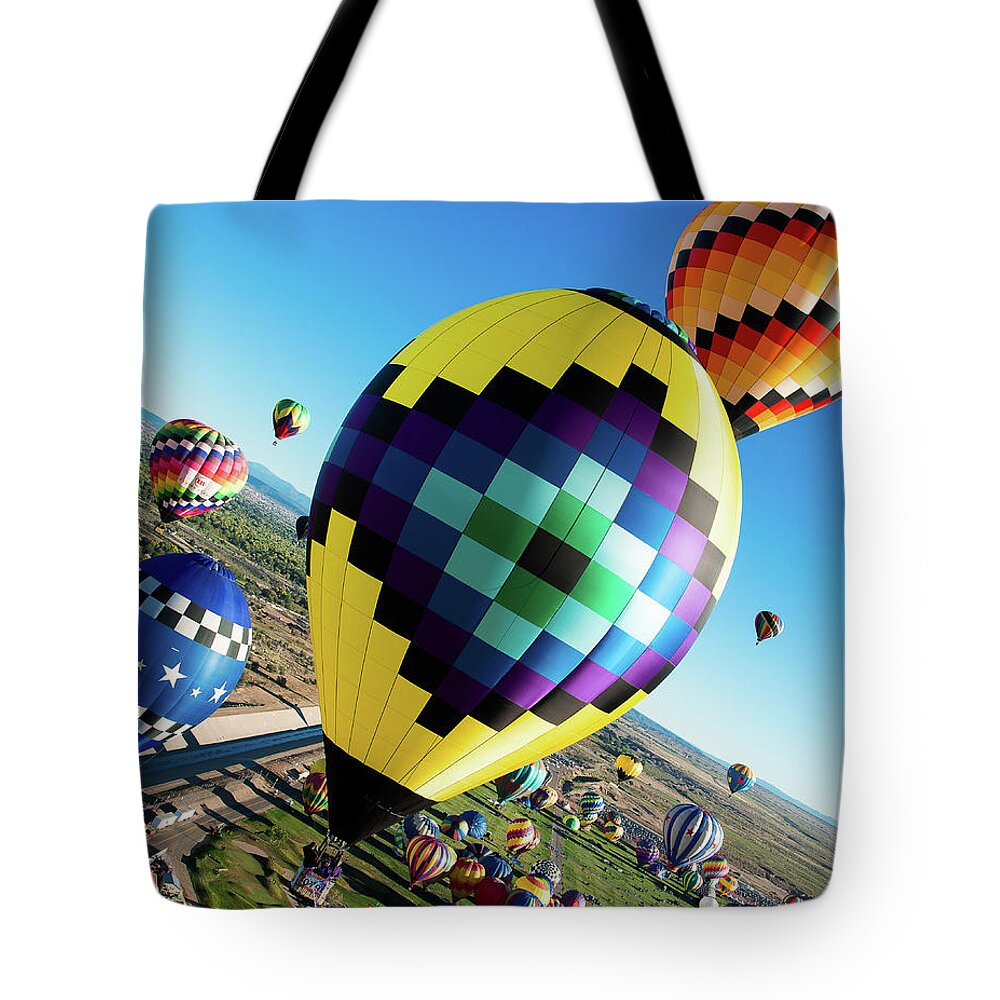 Albuquerque Tote Bag featuring the photograph Up, Up, and Away by Mike Long