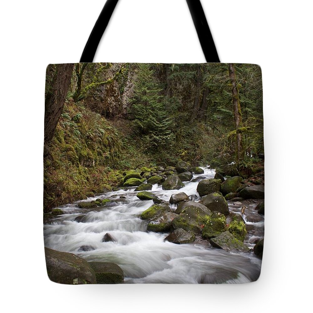 Upper Multnomah Flow Tote Bag featuring the photograph Upper Multnomah Flow by Dylan Punke