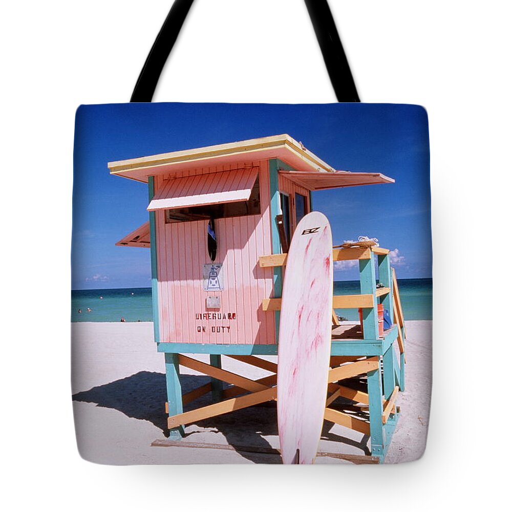 City Tote Bag featuring the photograph Usa Florida Miami Beach Lifeguard by Buena Vista Images