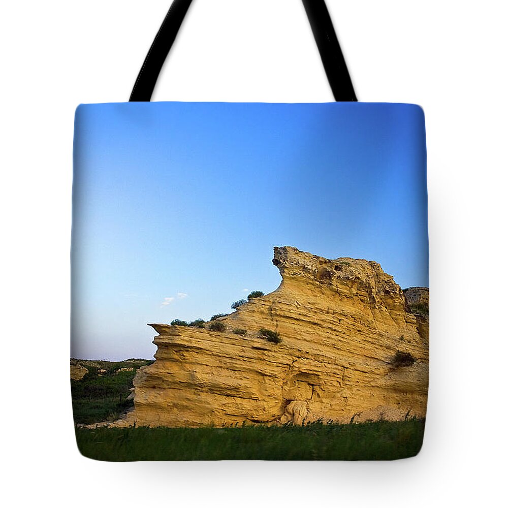 Estock Tote Bag featuring the digital art Usa, Kansas, Gove County, Castle Rock by Claudia Uripos