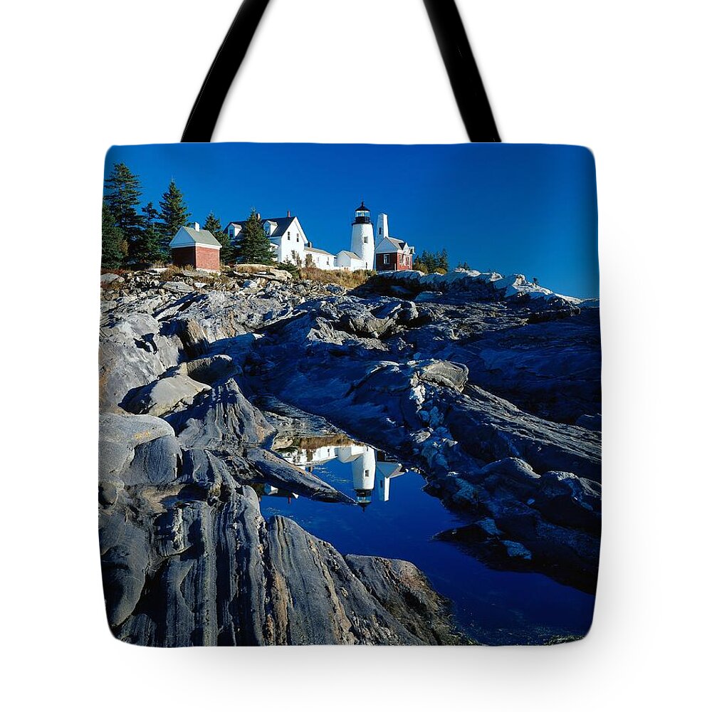 Estock Tote Bag featuring the digital art Usa, Maine, Lighthouse by Gunter Grafenhain