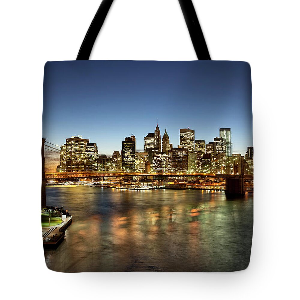 Estock Tote Bag featuring the digital art Usa, New York, Manhattan Skyline by Massimo Ripani